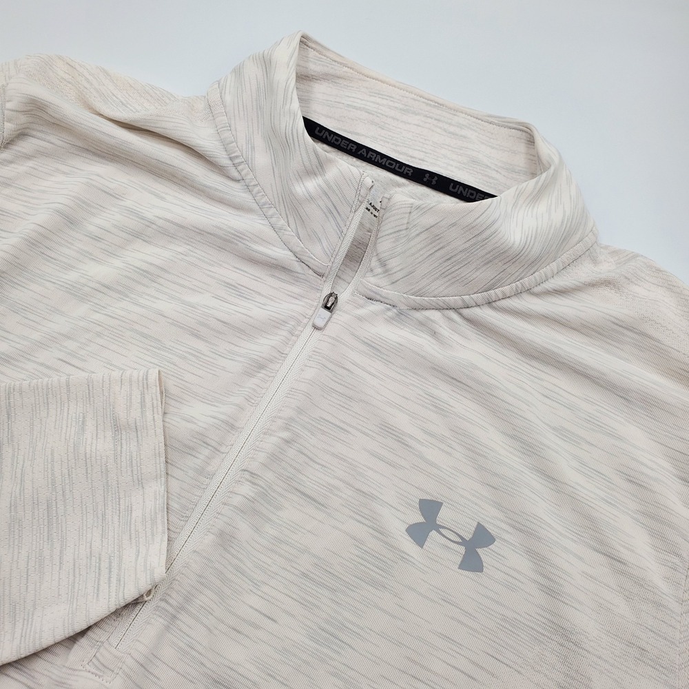 Under Armour HeatGear Mens XXL Gray Space Dye Quarter Zip Fitted Pullover Top